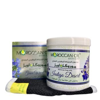 مجموعه موروكا اويل حمام مغربي ( صابون مغربي بخلاصه ماء الورد + ليفه مغربيه أصليه )