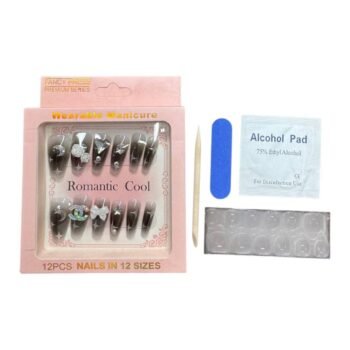 علبه أظافر اكريليك سوارية 12 قطعة + دابل فيس + مبرد + مطهر + عصا 018