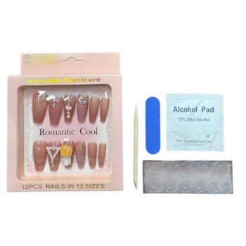 علبه أظافر اكريليك سوارية 12 قطعة + دابل فيس + مبرد + مطهر + عصا 013