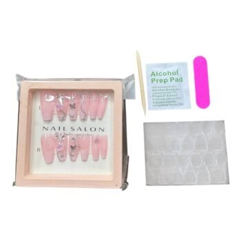 علبه أظافر اكريليك سوارية 12 قطعة + دابل فيس + مبرد + مطهر + عصا 020