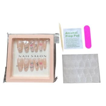 علبه أظافر اكريليك سوارية 12 قطعة + دابل فيس + مبرد + مطهر + عصا 018