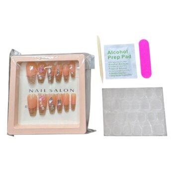 علبه أظافر اكريليك سوارية 12 قطعة + دابل فيس + مبرد + مطهر + عصا 016