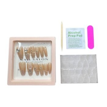 علبه أظافر اكريليك سوارية 12 قطعة + دابل فيس + مبرد + مطهر + عصا 09