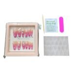 علبه أظافر اكريليك سوارية 12 قطعة + دابل فيس + مبرد + مطهر + عصا 019