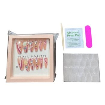 علبه أظافر اكريليك سوارية 12 قطعة + دابل فيس + مبرد + مطهر + عصا 012