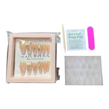 علبه أظافر اكريليك سوارية 12 قطعة + دابل فيس + مبرد + مطهر + عصا 011