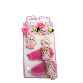 كارت توك أطفالي استك وكلبس 6 قطع فوشيا