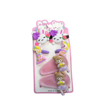 كارت توك أطفالي استك وكلبس 6 قطع بينك