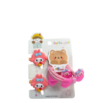 كارت توك أطفالي استك وكلبس 4 قطع فوشيا