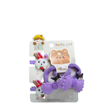 كارت توك أطفالي استك وكلبس 4 قطع بنفسجي