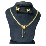 طقم فراشة جولد استانلس ( حلق + سلسلة )