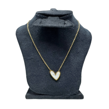 سلسلة قلب ابيض استانلس ذهبي