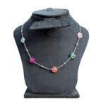 سلسلة ورد ملون استانلس فضي