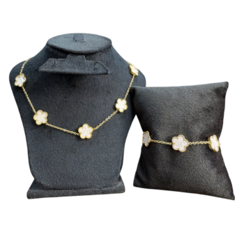 طقم وردة فان كليف ابيض 2 قطعة