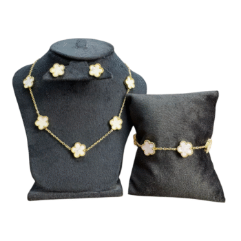 طقم وردة فان كليف ابيض 3 قطعة