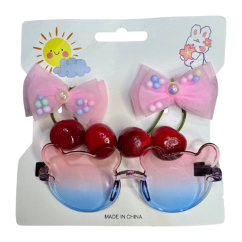 كارت توكه أطفالي فيونكه بكريزة + نضارة - بينك