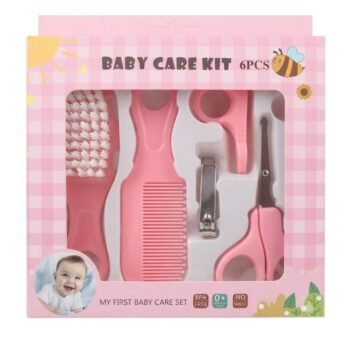 مجموعة العناية المتكاملة بالطفل (Baby Care Kit - 6PCS) باللون البينك - بناتي